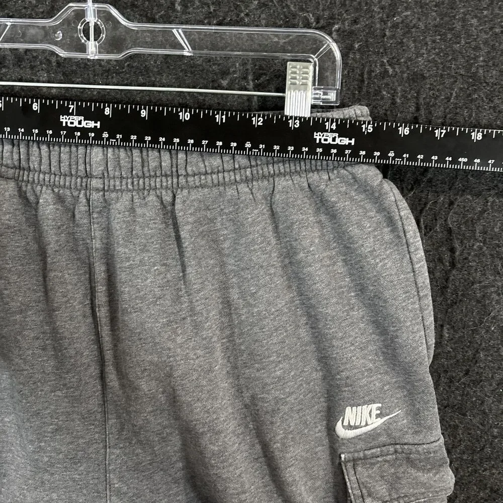 Nike Club Fleece Cargo Joggers Men's Large Gray Sweatpants Elastic Pockets